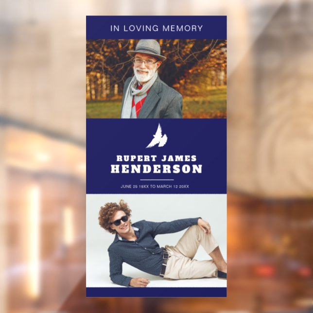 Simple dark blue white dove custom photo memorial (Sheet 2)