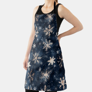 Simple Dark Blue with Snowflakes Apron