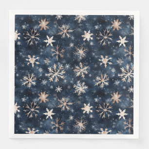 Simple Dark Blue with Snowflakes Napkin