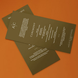 Simple Dark Bronze Monogram Wedding Ceremony Programme