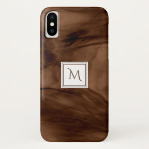 Simple Dark Brown Subtle Marble Modern Monogram Case-Mate iPhone Case