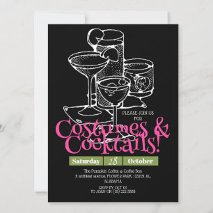 Simple dark Costumes & Cocktail Halloween Party Invitation
