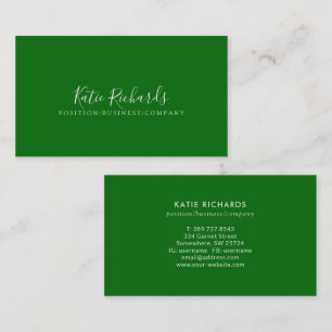 Simple Dark Emerald Green Business Card