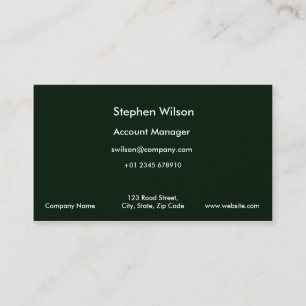 Simple Dark Green Business Cards Single Colour