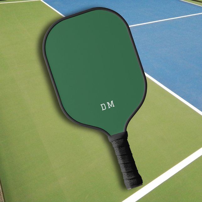 Simple Dark Green Monogram Initials  Pickleball Paddle (Creator Uploaded)