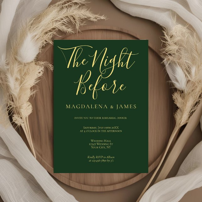 Simple Dark Green Night Before Rehearsal Dinner  Invitation (Creator Uploaded)