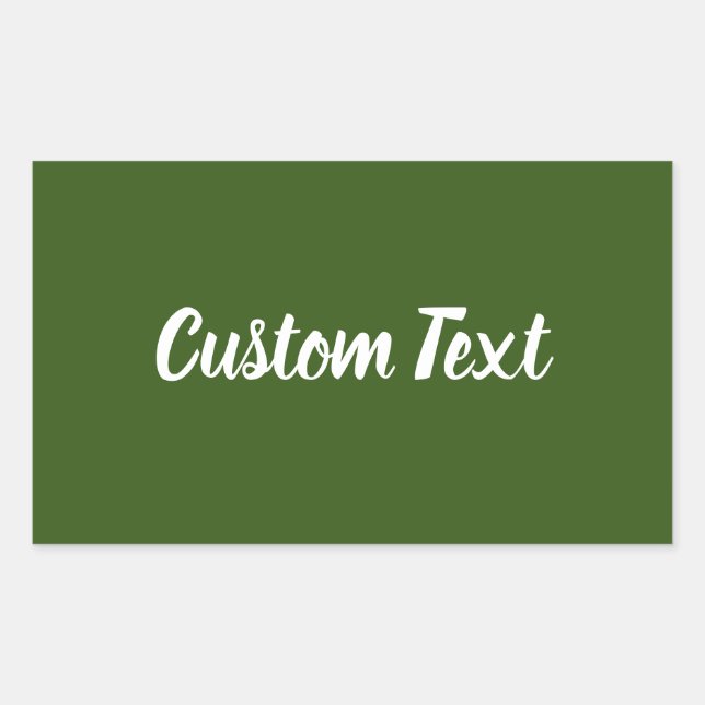 Simple Dark Green with White Script Text Template Rectangular Sticker (Front)