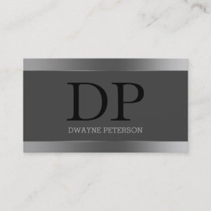 Simple Dark Grey Background And Silver Stripes Business Card