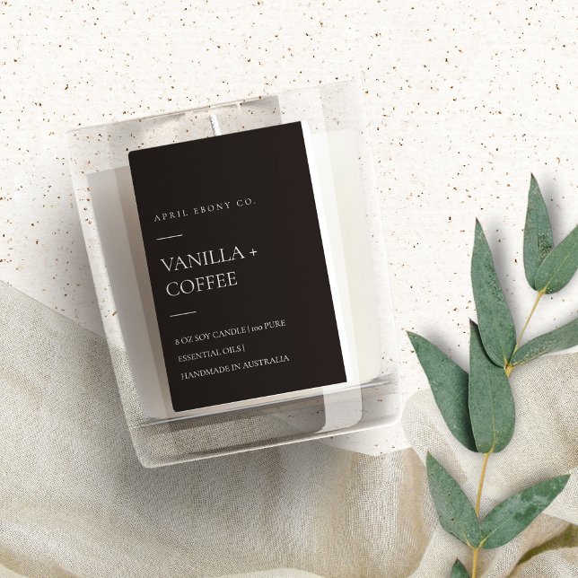 SIMPLE DARK GREY BLACK MINIMAL MODERN CANDLE FOOD LABEL (Creator Uploaded)