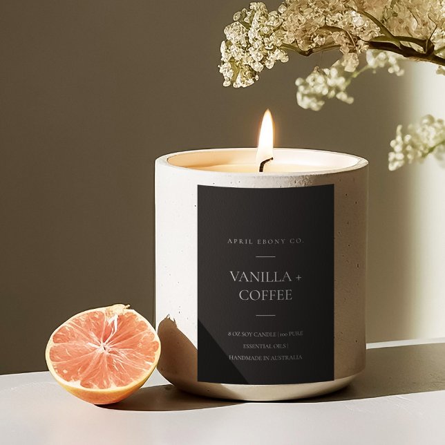 SIMPLE DARK GREY BLACK MINIMAL MODERN CANDLE FOOD LABEL (Creator Uploaded)