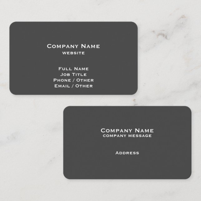 Simple Dark Grey Business Card (Front/Back)