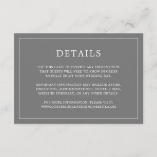 Simple Dark Grey Monogram Elegant Wedding Enclosure Card