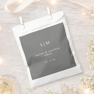 Simple Dark Grey Monogram Elegant Wedding Favour Bags