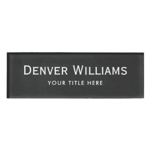 Simple dark grey professional magnetic name tags