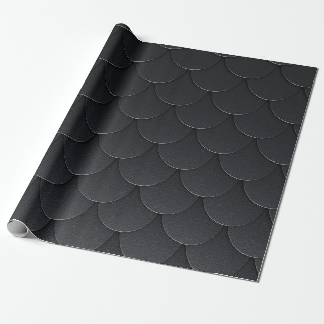 Simple Dark Grey Scales Wrapping Paper (Unrolled)