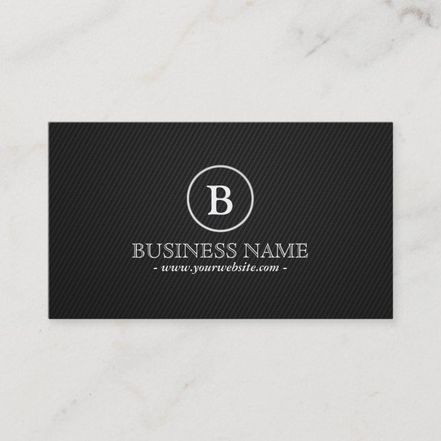 Simple Dark Monogram Optometrist Business Card (Front)