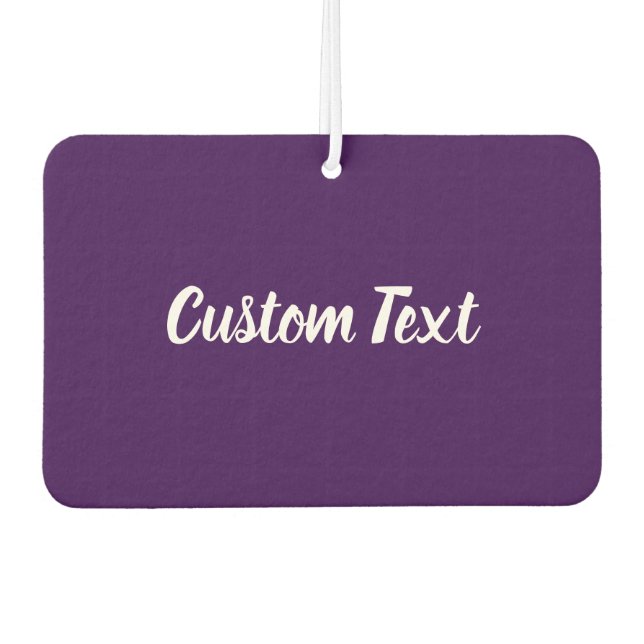 Simple Dark Purple and White Script Text Template Car Air Freshener (Front)