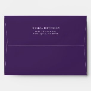 Simple Dark Purple Modern Wedding Envelope