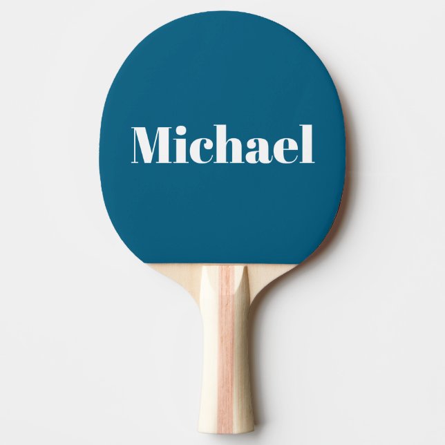 Simple Dark Teal Personalised Name Ping Pong Paddle (Front)
