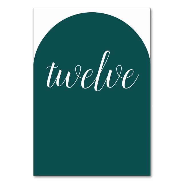 Simple Dark Teal Rounded Table Number (Front)