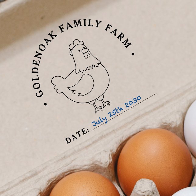 Simple Date Chicken Eggs Personalised Egg Farm Rubber Stamp (Creator Uploaded)
