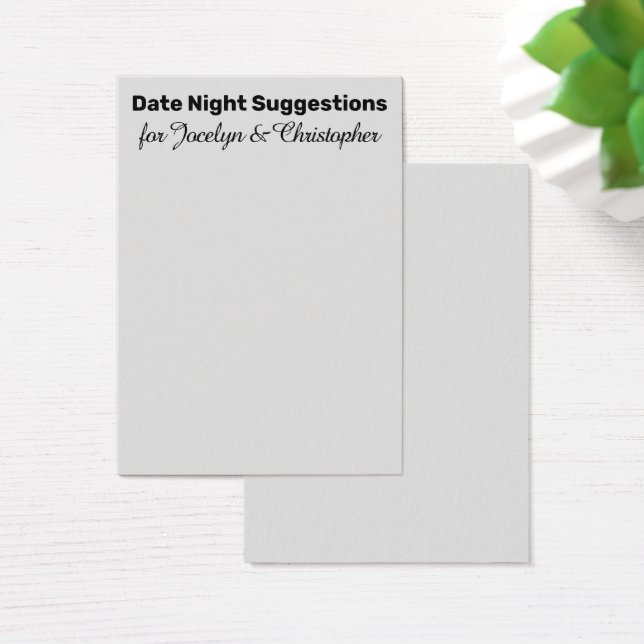 Simple Date Night Suggestions Light Grey Card (Desk)