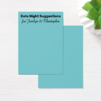 Simple Date Night Suggestions Turquoise Card