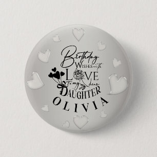 Simple Daughter Birthday Calligraphy Custom Name 6 Cm Round Badge