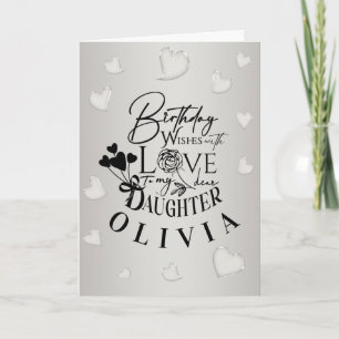 Simple Daughter Birthday Calligraphy Custom Name Card