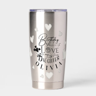 Simple Daughter Birthday Calligraphy Custom Name Insulated Tumbler