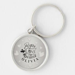 Simple Daughter Birthday Calligraphy Custom Name Key Ring