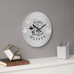 Simple Daughter Birthday Calligraphy Custom Name Large Clock