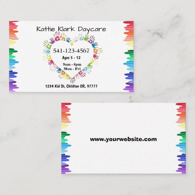 Simple Daycare Business Cards (Front/Back)