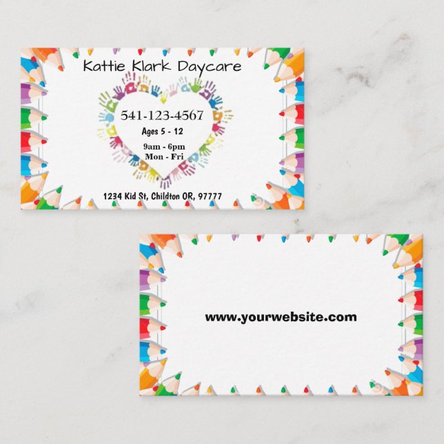Simple Daycare Business Cards (Front/Back)