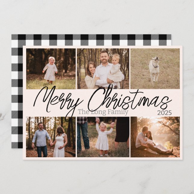 Simple Days Black Photo Family Christmas Card (Front/Back)