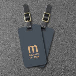 Simple Deep Blue Brown Bold Monogram Luggage Tag<br><div class="desc">Elegant customisable deep blue luggage tag with bold brown monogram. Perfect accessory for a trip or a good gift idea.</div>