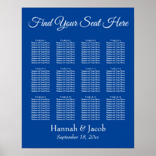 Simple Deep Blue Wedding Reception Seating Chart