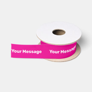 Simple Deep Pink and White Text Template Satin Ribbon