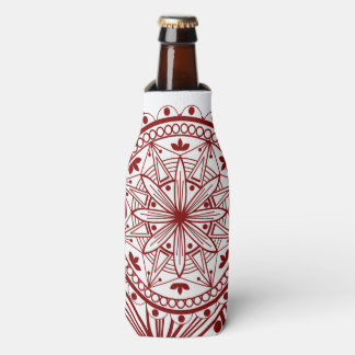 Simple Deep Red Mandala Bottle Cooler