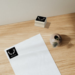 Simple Deer Antler Design Rubber Stamp
