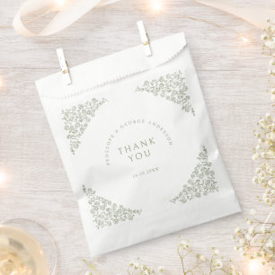 Simple Delicate Floral Timeless Sage Green Wedding Favour Bags