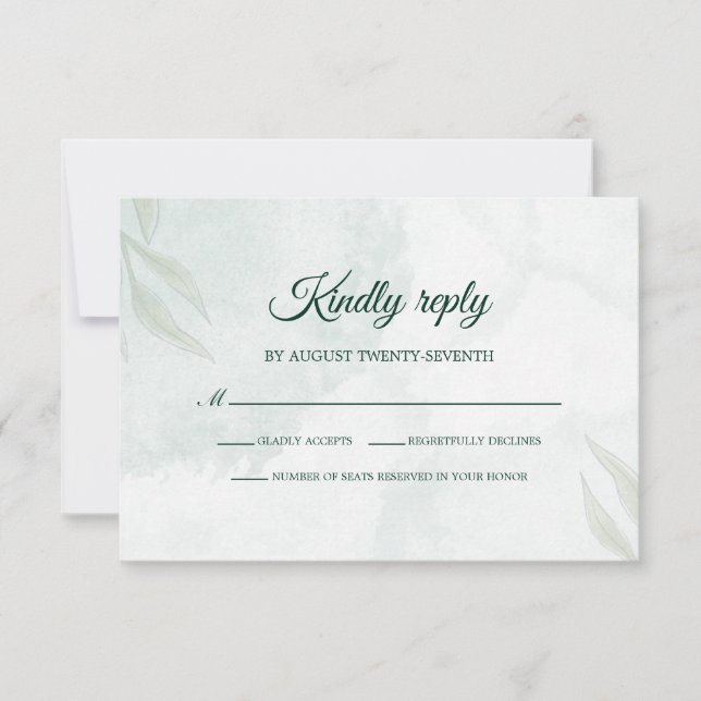 Simple Delicate Floral Wedding RSVP Card (Front)