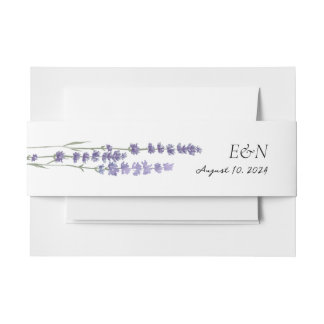 Simple Delicate French Lavender Wedding Invitation Belly Band