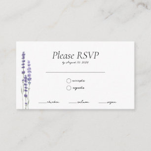 Simple Delicate Lavender Meal Choice Wedding RSVP Enclosure Card