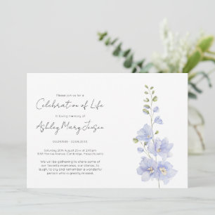 Simple Delphinium Celebration of Life Invitation