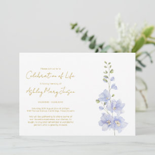 Simple Delphinium Celebration of Life Invitation