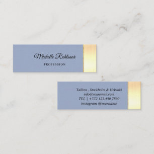 Simple Denim Blue Metallic Mini Business Card