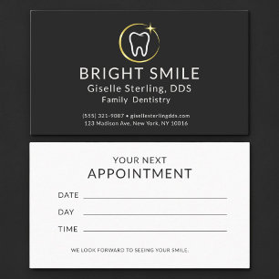 Simple Dentist Black Gold Dental Appointment Card