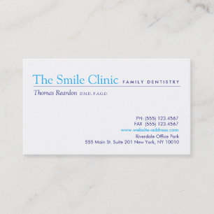 Simple Dentist Family Dentistry White Business Card