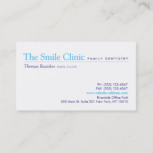 Simple Dentist Family Dentistry White Business Card
